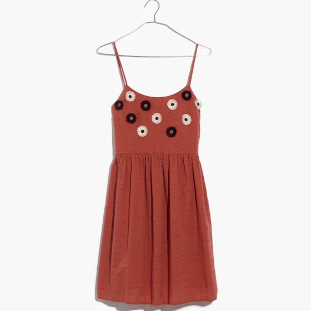 Madewell Dress Cami XS/S Brown/Orange Embroidered Sunflower
